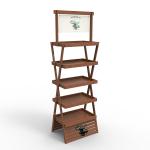 Braid Wooden Shop Display Stands Display Wooden Stand With Casters For Store