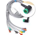 Round Wire Ecg Electrode Cable One Piece 3 Lead Patient Cable With Leads