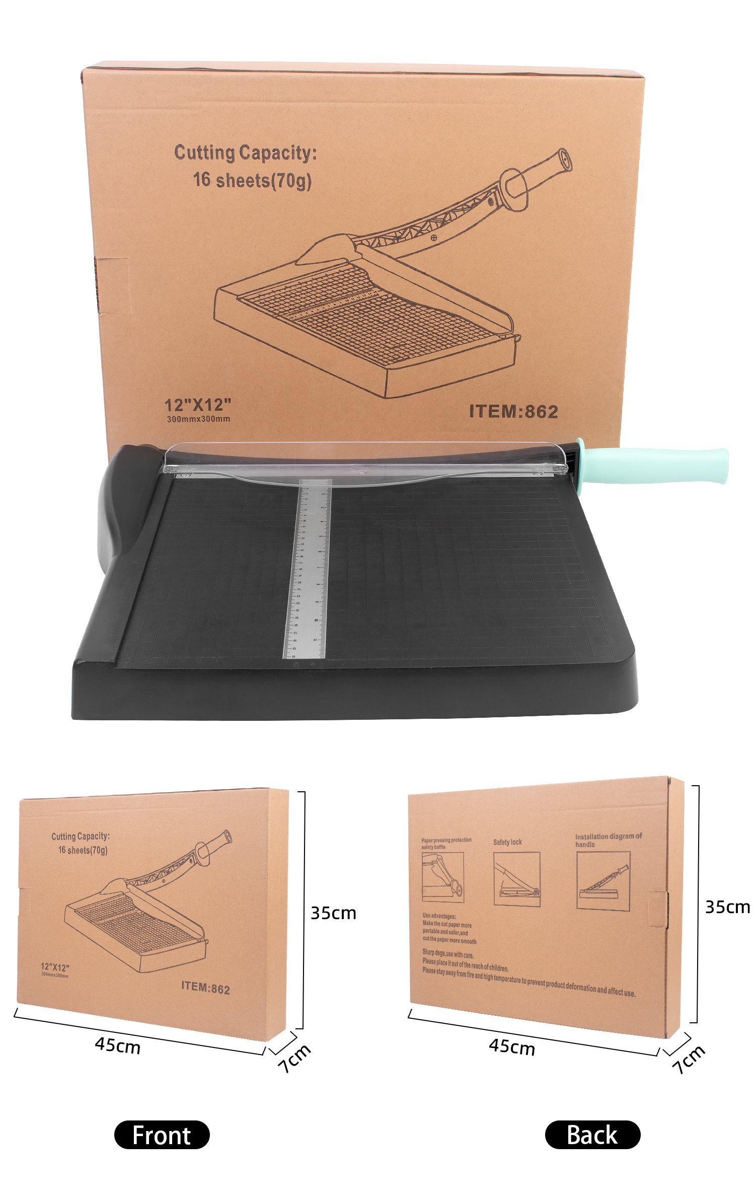 ZEQUAN 12" Paper Cutting Trimmer with 10 Sheet Capacity Cutting size A4/330x320mm