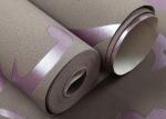 Embossed Removable European Style Purple Flower Wallpaper For TV Background