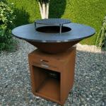 100cm Dia Corten Fire Pit Charcoal Barbecue Grill