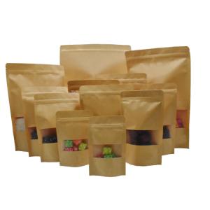 Quality Brown Frosted Window Height 20cm Kraft Paper Pouches wholesale