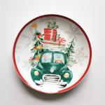 Personalized Christmas Ceramic Plate Set Luxury Round Edge Shape