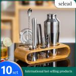 Professional Bartender Strainer Drink Spoon Measuring Jigger Bamboo Margarita
