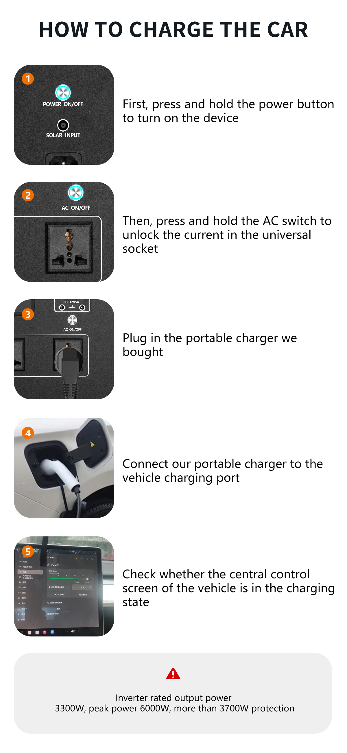 5376WH Mobile Charger For Charging Stations 3.3KW Output Universal Plug GBT TYPE1 TYPE2 Tesla