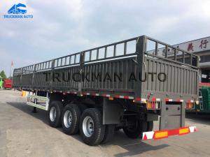 Quality Grey / Red Side Wall Semi Trailer 50 Tons Loading For 40&quot; Container Bulk Goods wholesale