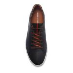 Durable Rubber Outsole Black Mens Leather Sneakers