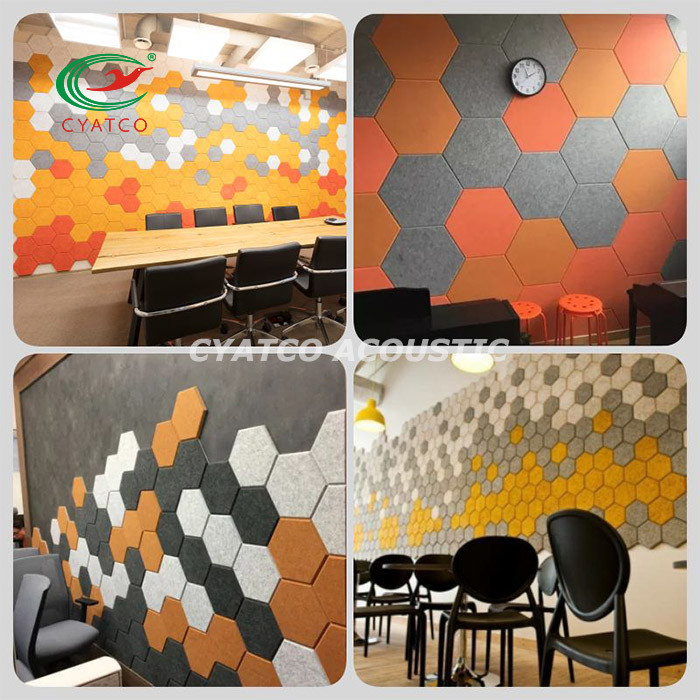 Customization Hexagon Acoustic Panels High Density Polyester Fiber For Office
