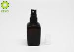 Empty Square Glass Toner Bottle With Pump , Amber Liquid Foundation Bottle