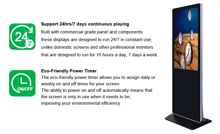 43" Floor Standing LCD Advertising Player With Intelligent Broadcast Function