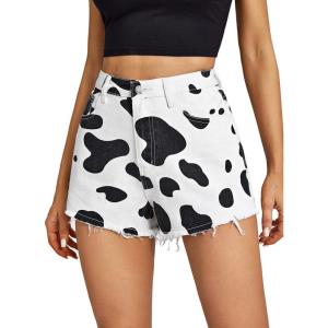 Quality Classic Fashion Casual Pants Skinny Printed Short Jeans Milk Cow Print wholesale