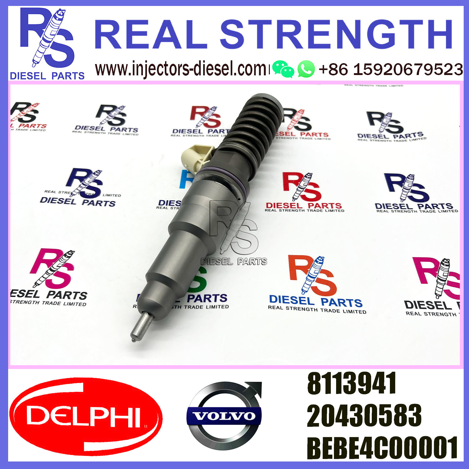 DELPHI 2pin injector 8113941 20430583 BEBE4C00001 Diesel pump Injector V-O-L-V BEBE4C00001 E1 for V-O-L-V D12 TRUCK