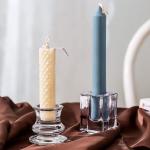 Mini Square Glass Taper Candle Holder Crystal Clear 4 X 4 X 6cm