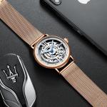 KINYUED J069 skeleton luxury leather waterproof quartz oem brand hands