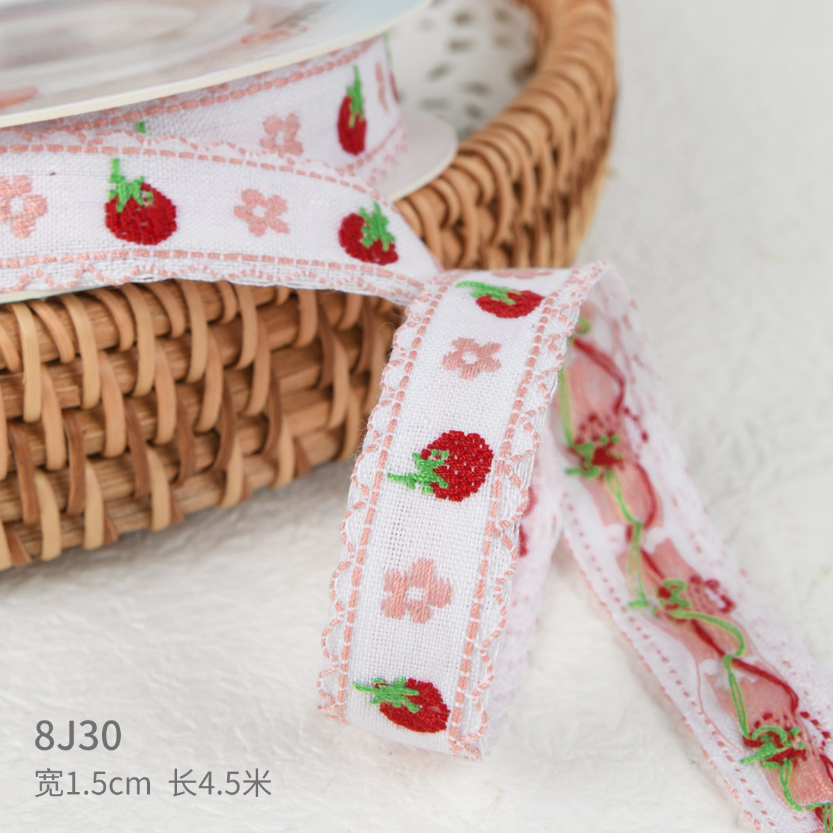 15mm*50y Pastoral Floral Cotton Ribbon Baking Cake Ribbon Bow DIY Material Decoration Ribbon Flower Bouquet Packaging
