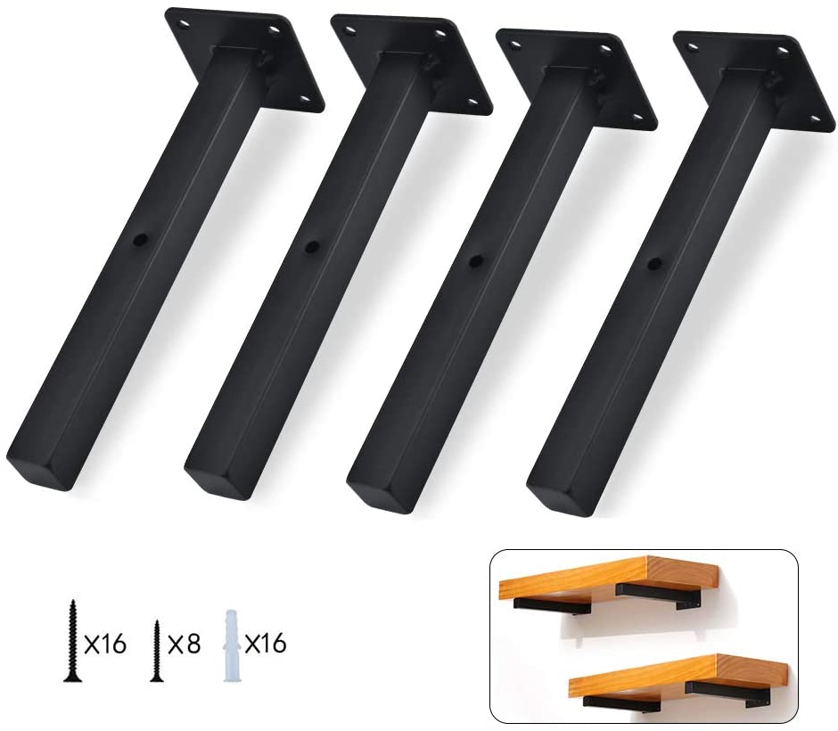Shelf Bracket 10 Inch Heavy Duty Frosted Black Wall Shelf Brackets for Floating