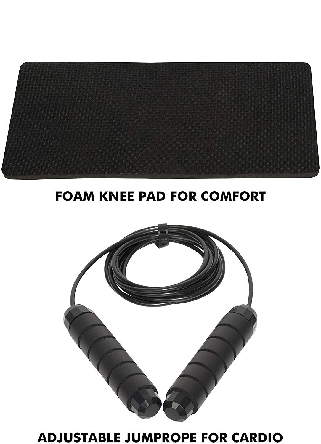 Custom High Quality Gym Workout Equipment Black TPR Material Ab Roller With Knee Mat And Jump Rope