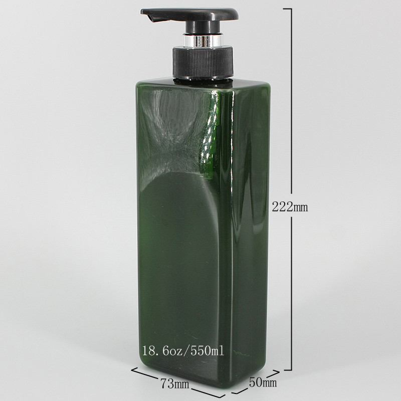 Blackish Green Cuboid 550ml Eco Shampoo Bottles