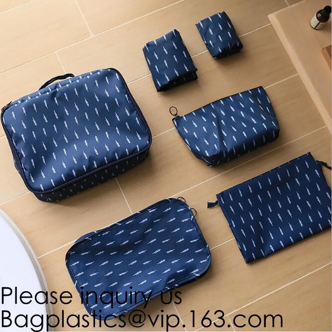 6pcs Travel Clothing Mesh Pouch Laundry Bag Travel Organizer Clothing packs Handle,metal zipper customize logo print mak