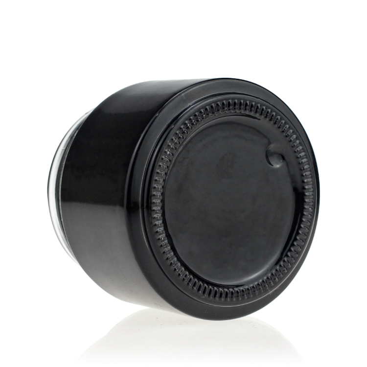 Waterproof Recycled 100g Black Glass Cosmetic Jars Custom Printed Private