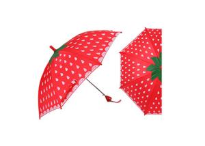 Quality Lovely Strawberry Handle Kids Compact Umbrella 18 Inch Kid Safe Design wholesale