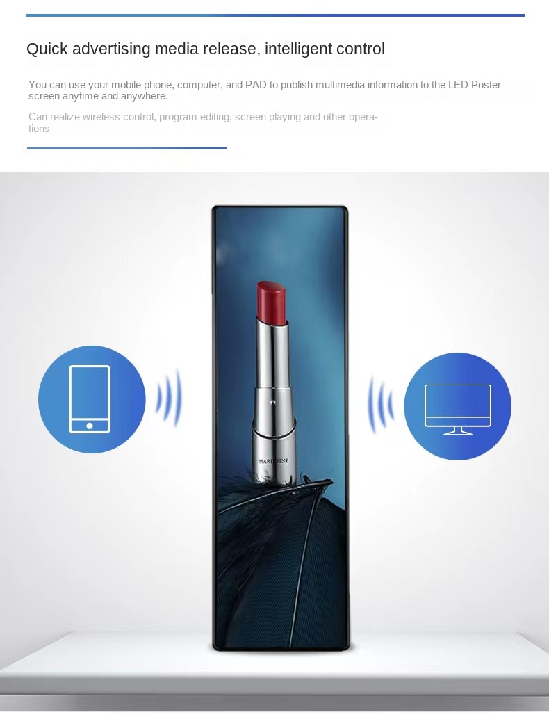 Moveable Indoor LED Digital Poster High Brightness LED Advertising Display Screen