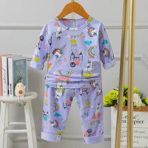 Quality Full Flower Long Sleeve Pj Set Cotton Pyjamas Odor Resistant For 80cm height wholesale