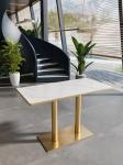 Luxury Restaurant Booth Seating Combination Leather Metal Marble Table