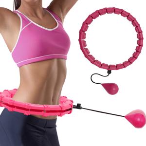 Quality ABS Pink Hula Hoop Ring For Adults Weighted Digital Sport Yoga Fitness Ring wholesale