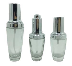 Quality Luxury Empty Cosmetic Containers , Glass Lotion Pump Bottles Full Set wholesale