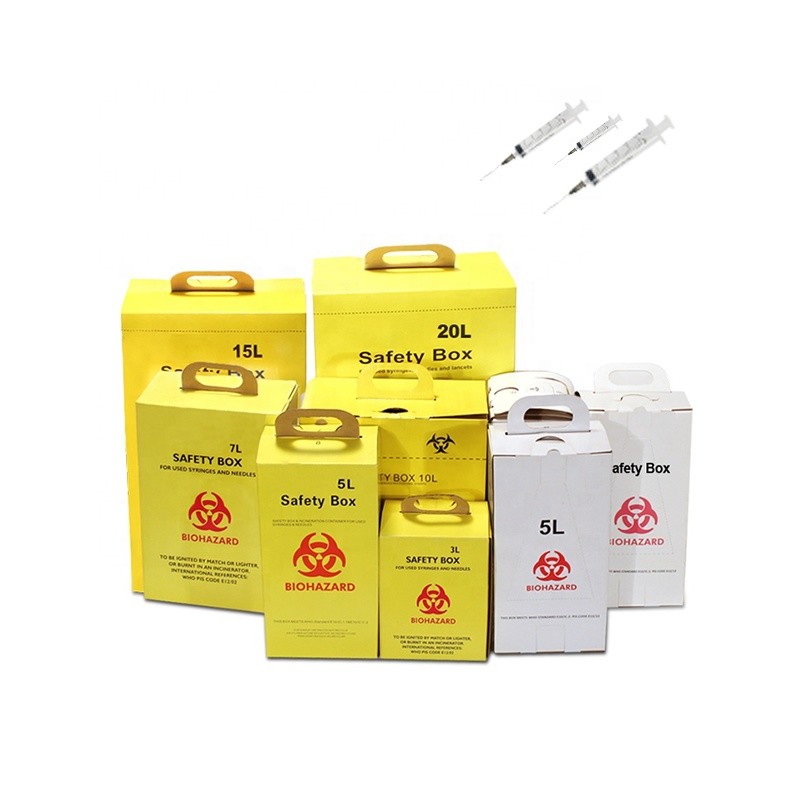 7L Corrugated paper Hospital Disposal Syringe Needle Sharp Container Medica safety box​
