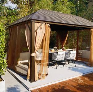Quality Aluminum Frame Galvanized Steel Double Roof HardTop Gazebos With Curtains wholesale