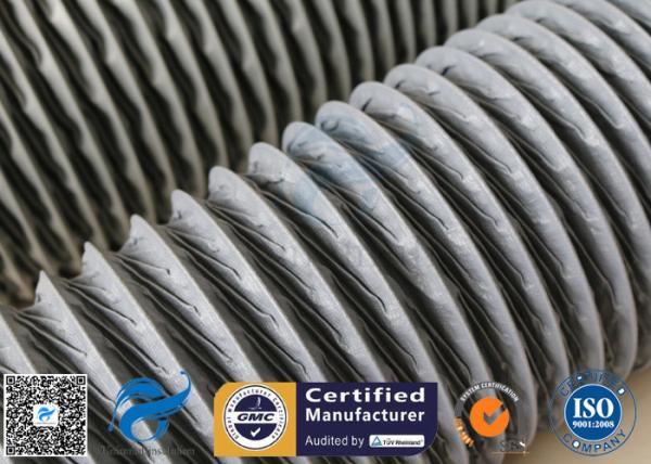 PVC Coated Fiberglass Fabric 150MM HVAC Flexible Air Ducts 10M Grey 260℃