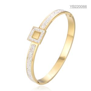 Quality Durable 14 Karat Gold Rhinestone Bracelet Light Luxury Square Rhinestone Bangle wholesale