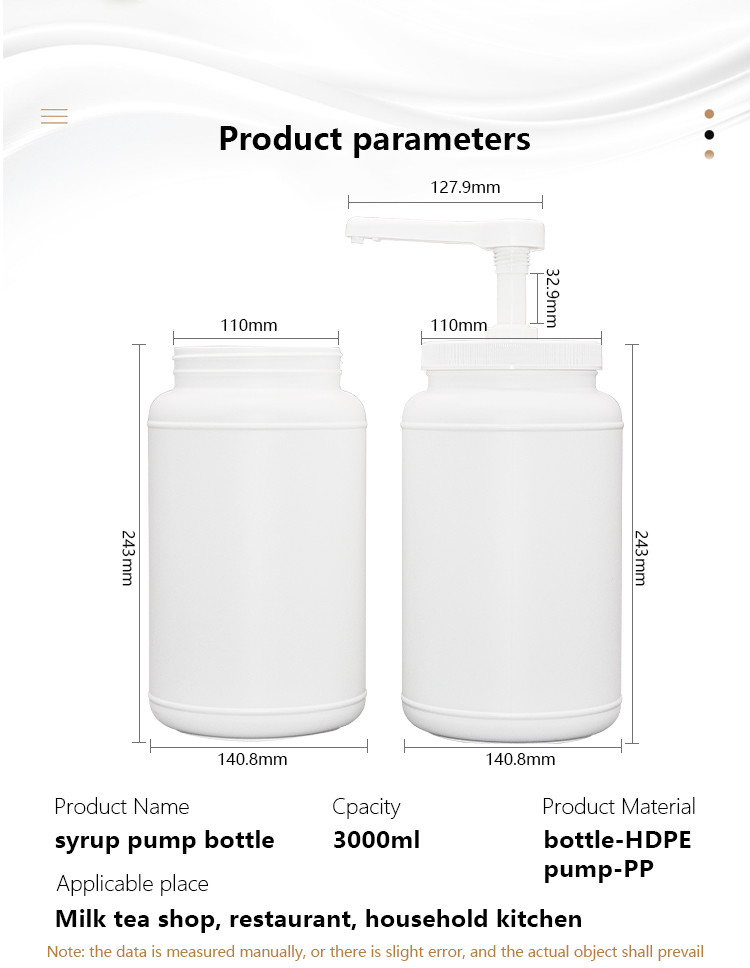 100oz / 3000ml PE Container With 5ml 8ml 10ml Syrup Pump Large Head Condiment Set