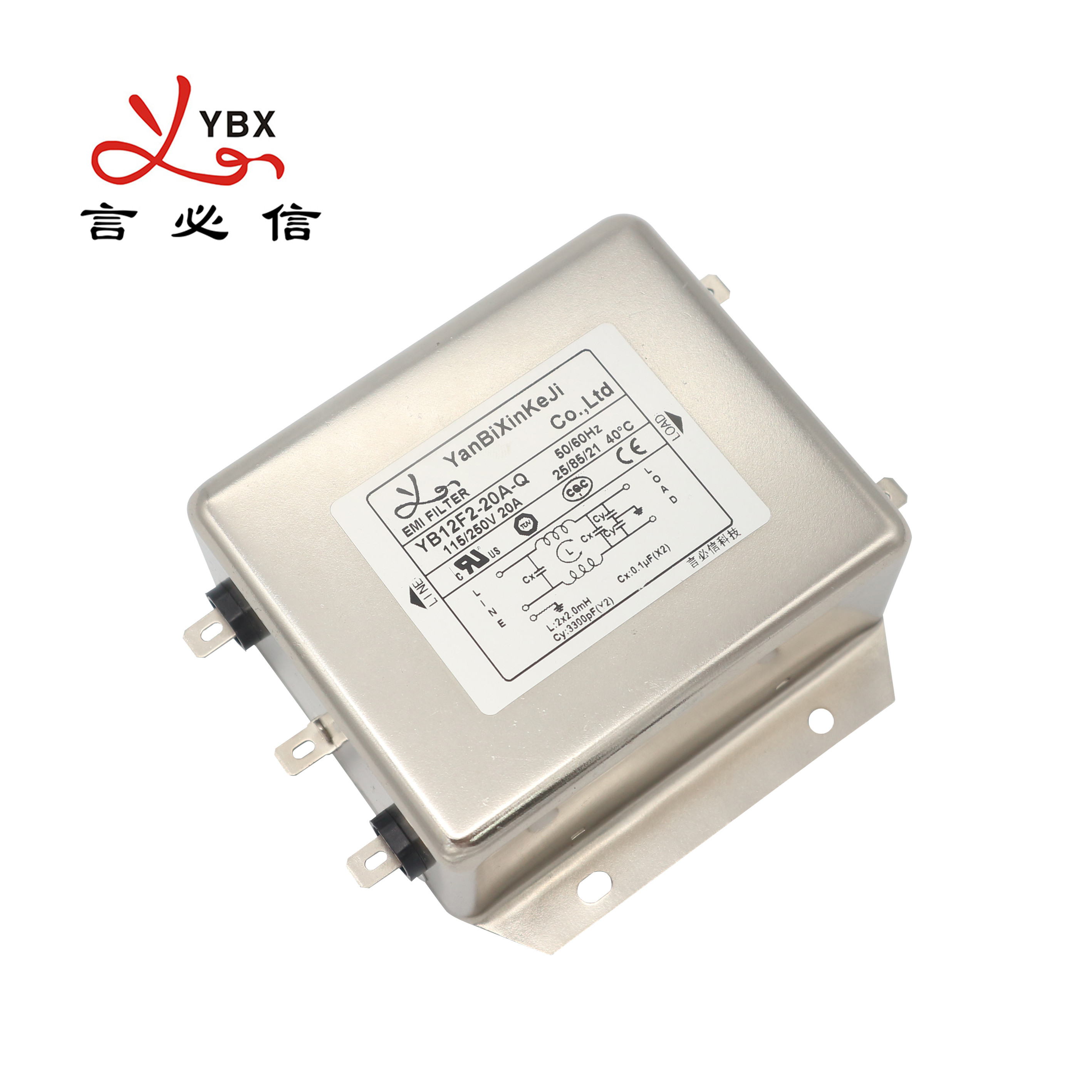 20A 250V Low Pass EMI Filter Single Phase Power Filter For Servo Motor