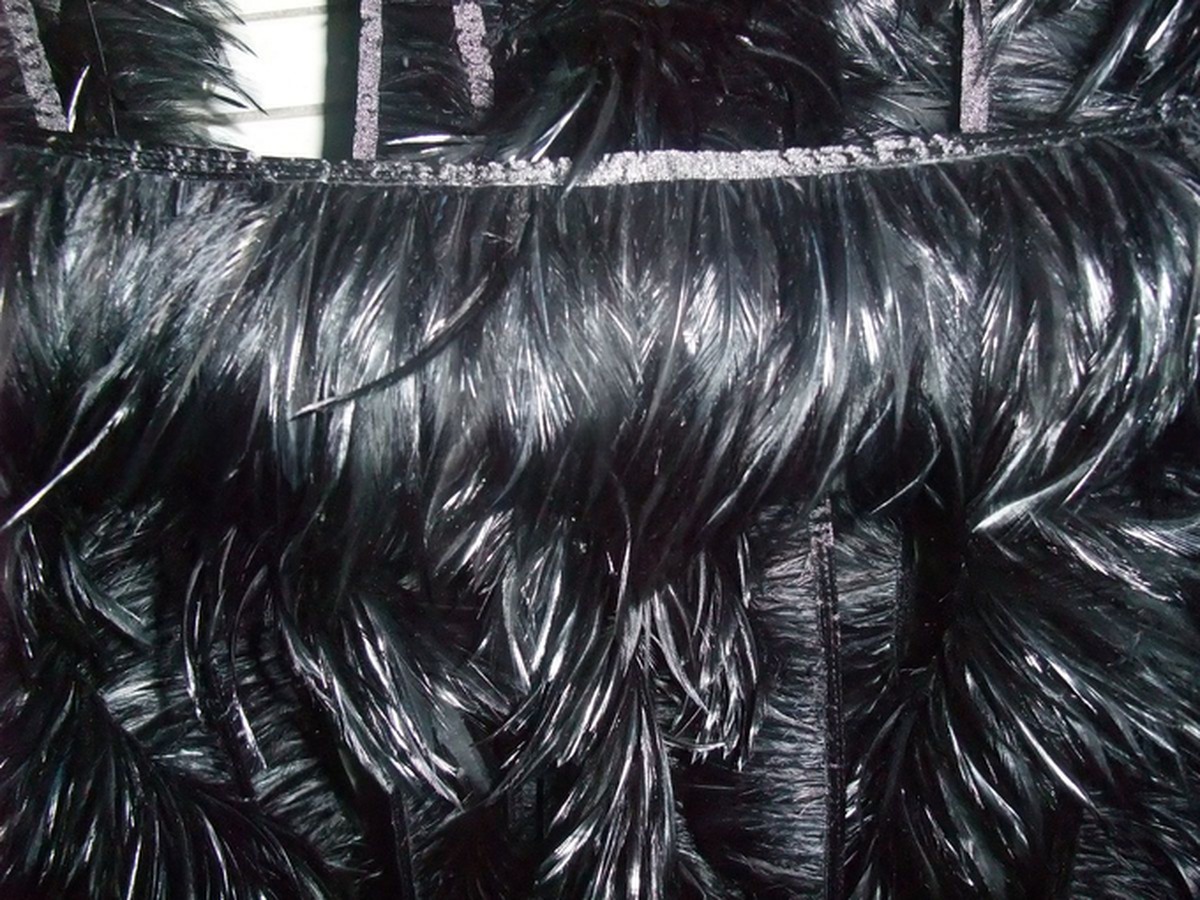 4-6 Inch Party Decoration Saddle Hackle Feather Fringe Trimming with Satin Ribbon Tape