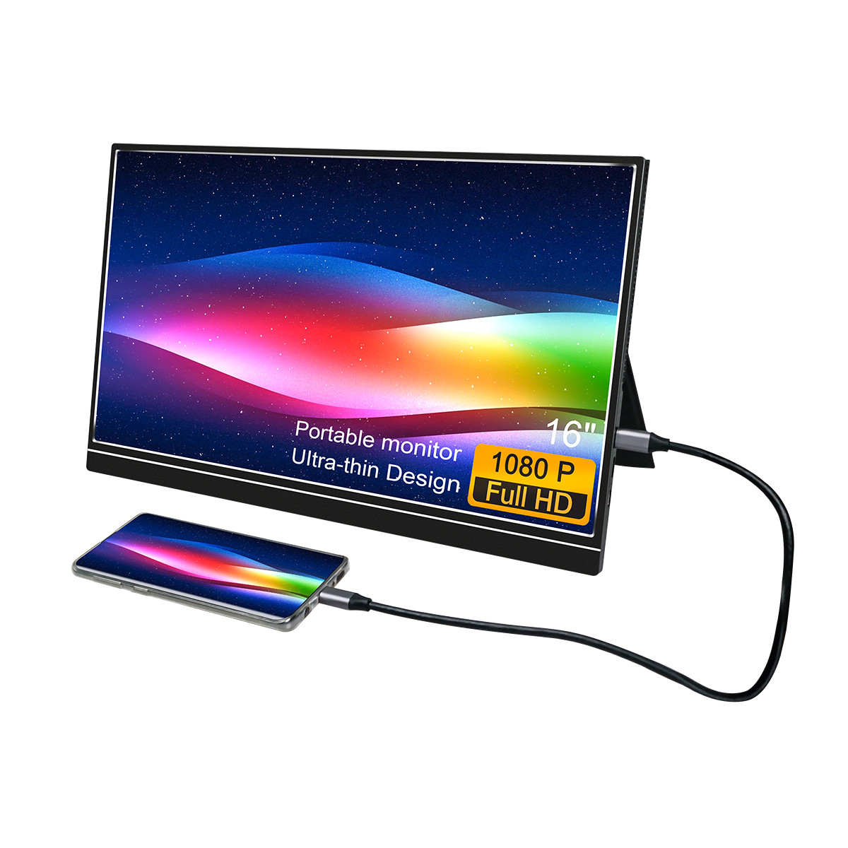 LED Backlight Full HD 1080P 16 Portable Monitor For Smartphone / Laptop