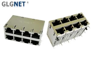Quality Female Ethernet Connector Magnetic POE RJ45 Network Jack 2x4 Stacked wholesale