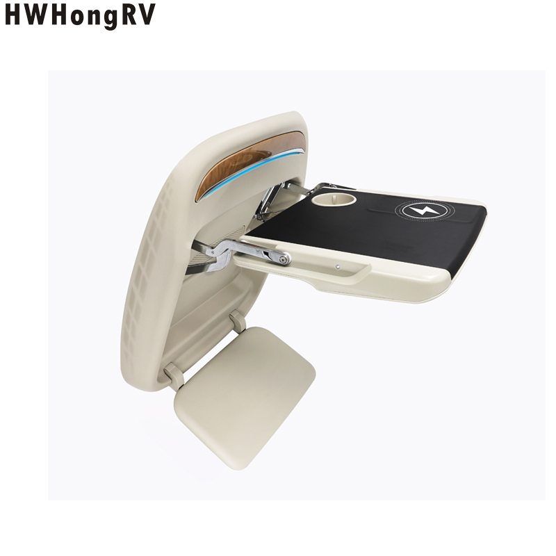 custom auto seat back folding table /dinner table/work table for luxury car van and V I P car with manual footrest