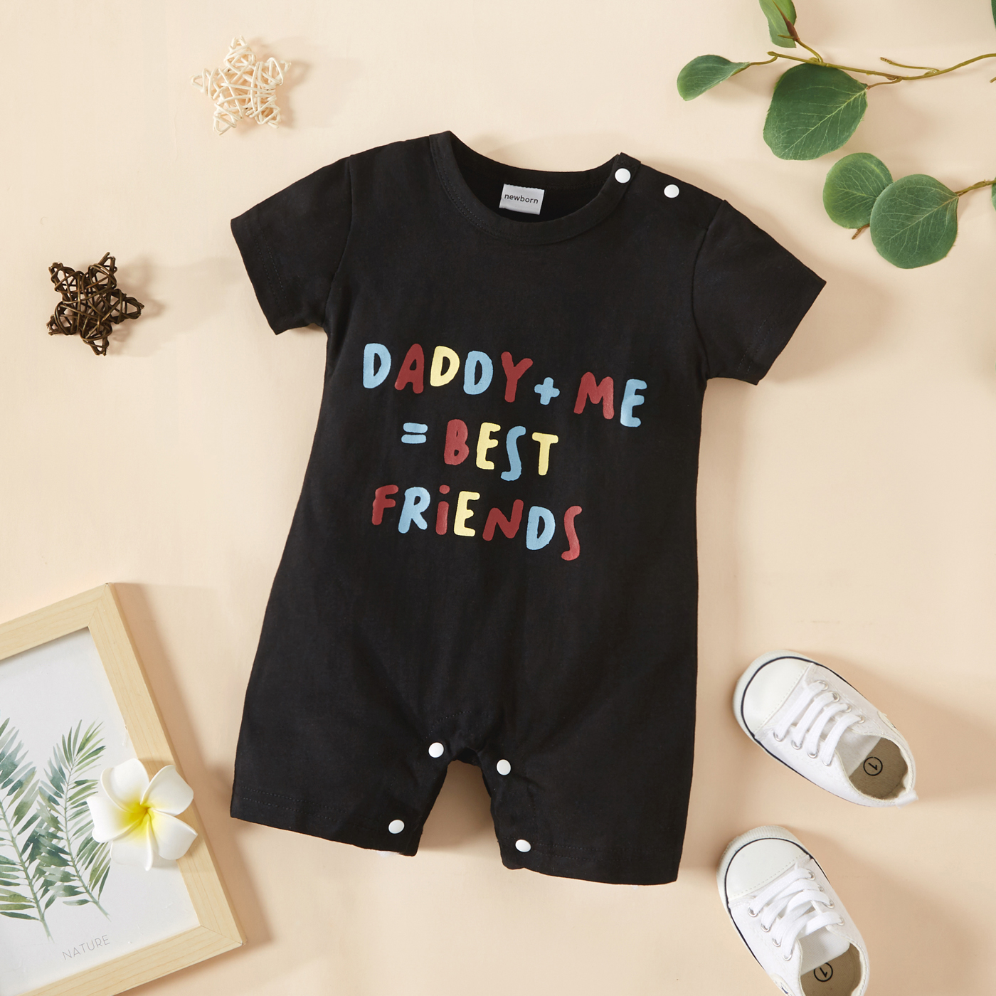 Baby 100% cotton overall romper Summer new children's short sleeve cloth Baby Letters Printing jumpsuit bodysuit