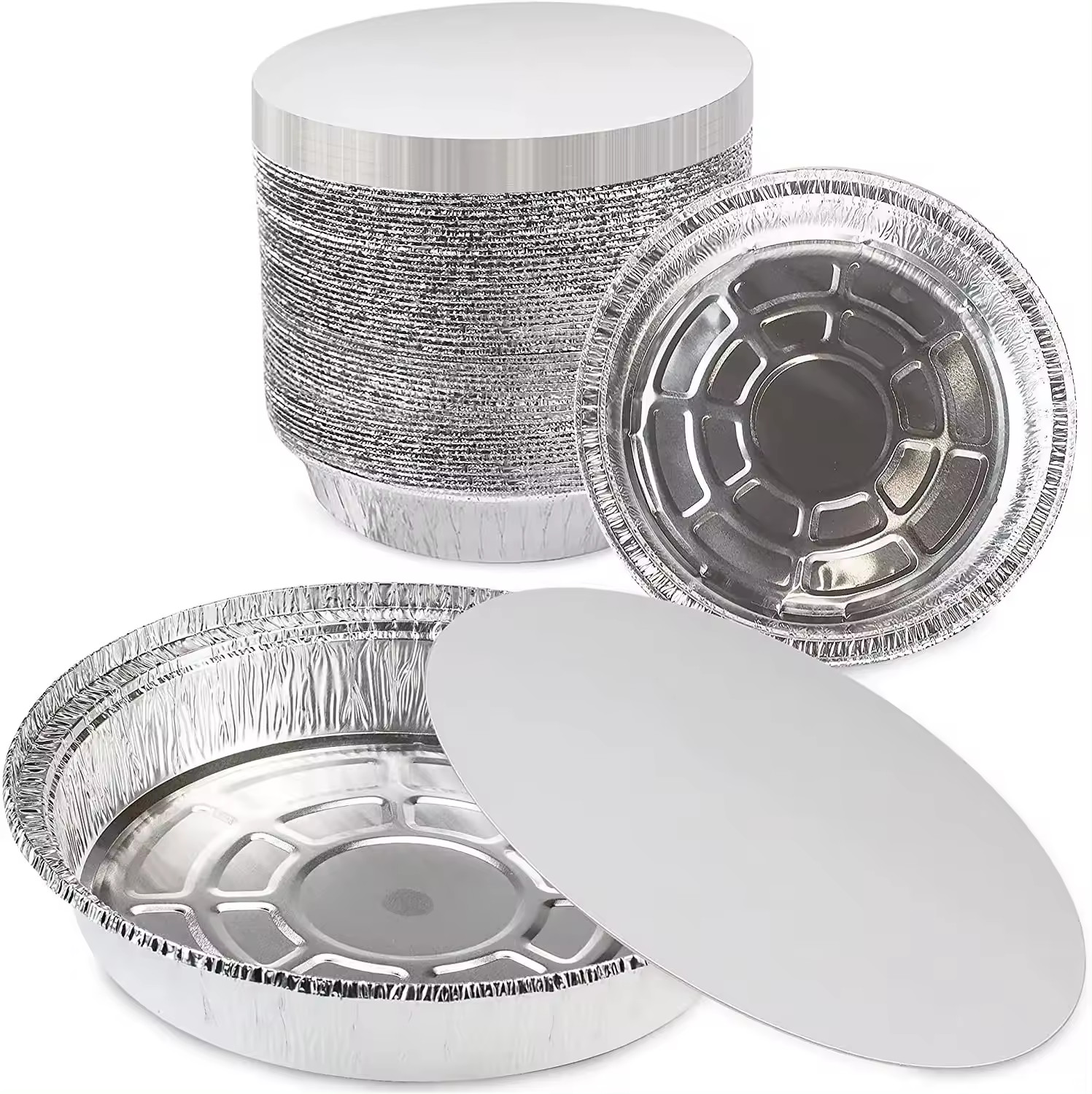 Round Aluminum Foil Pizza Baking Pans / Trays With Plastic / Foil / Paper Lid