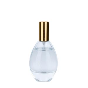 Quality 50ml Transparent Glass Clear Cylindrical Bottle With Golden Lid For Empty Cosmetic Glass Bottles wholesale