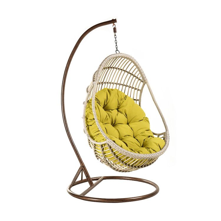 Outdoor Furniture Wood Hanging Rattan Egg Chair for Leisure Wicker Patio Egg Swing