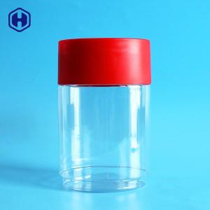 Quality Empty Red Lid Oval 716ML 24OZ Clear Plastic Cans wholesale