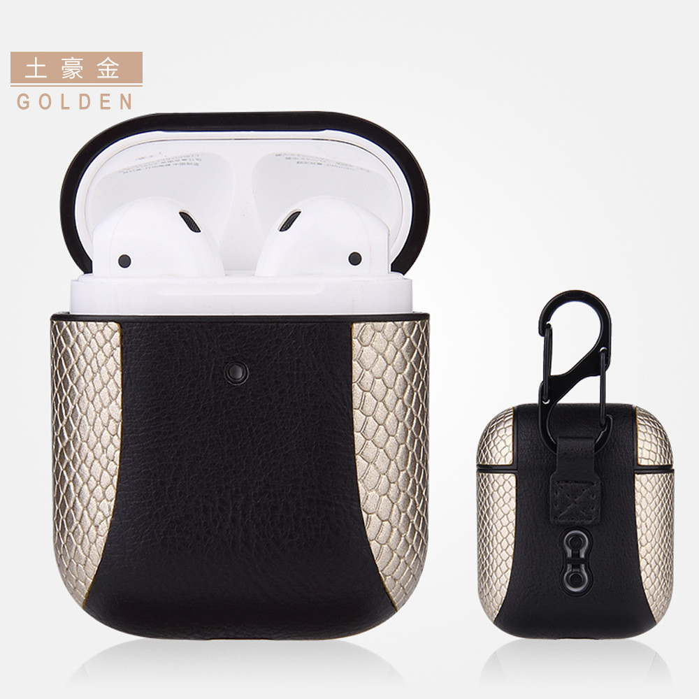 Genuine Leather Case Front LED Visible Charging Cover for Apple AirPod 2 & 1