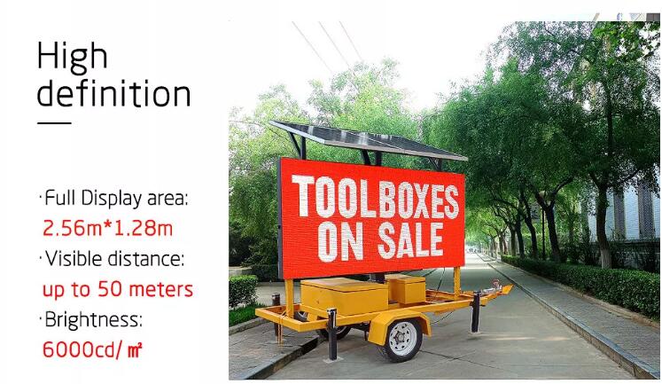 Traffic Road Arrow Message Guidance LED Sign Trailer 2.56x1.28m Vms Led Display