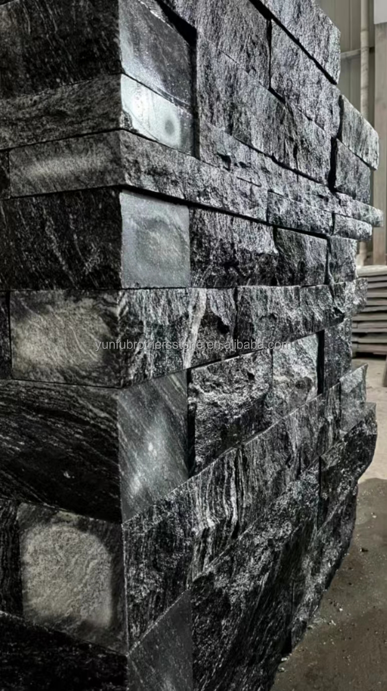 Modern Hotel Matt Surface Finishing Natural Stone Dark Grey Granite with White Veins Stair