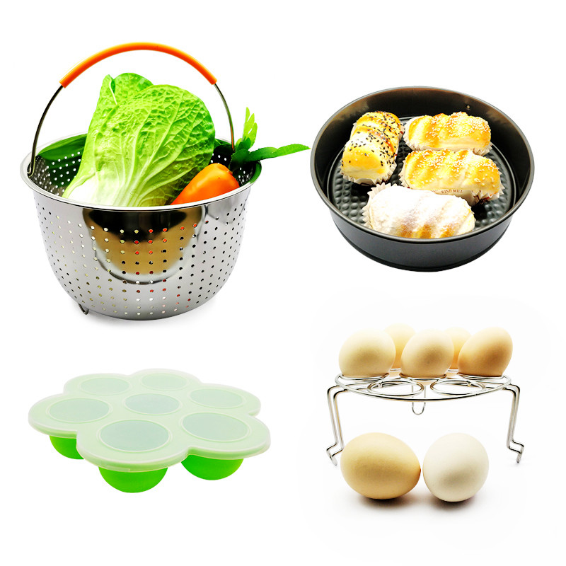 Microwave Silicone Kitchen Utensils FDA Multifunction Stainless Steel Food Steamer Insert