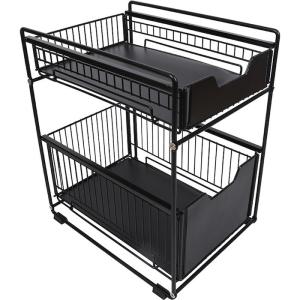 Quality 37L*21.5W*43Hcm Stainless Steel Kitchenwares 2 Tier Kitchen Storage Rack wholesale